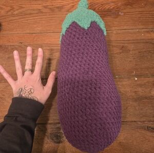 Crochet Purple Eggplant Pillow